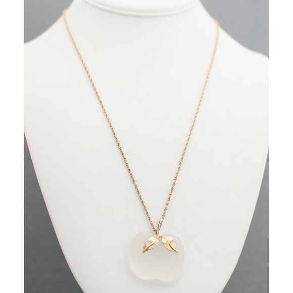 Vintage Boho Glass Apple Pendant Necklace 29 Inches by Avon G11 - Picture 2 of 3